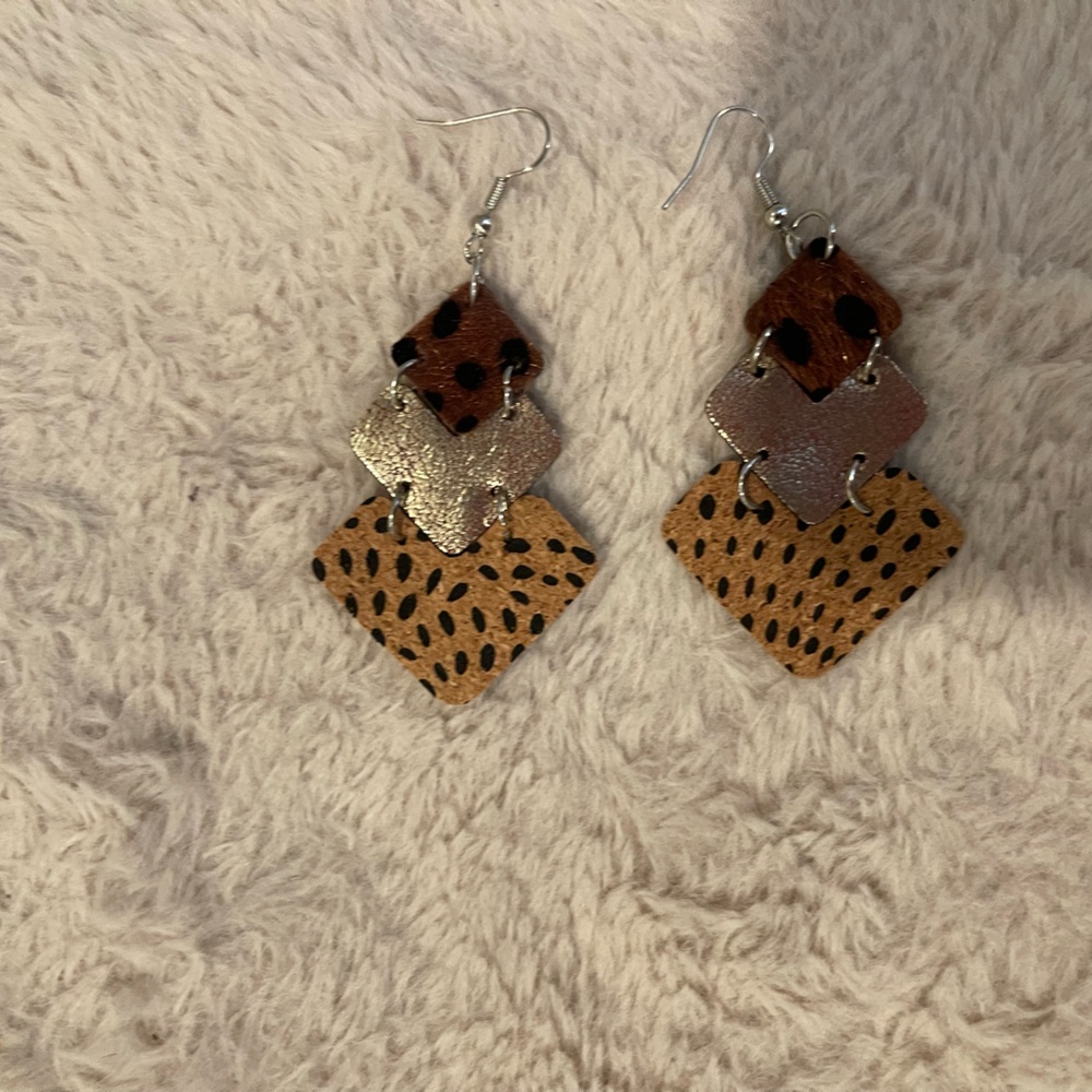 Leopard Print Layered Earrings
